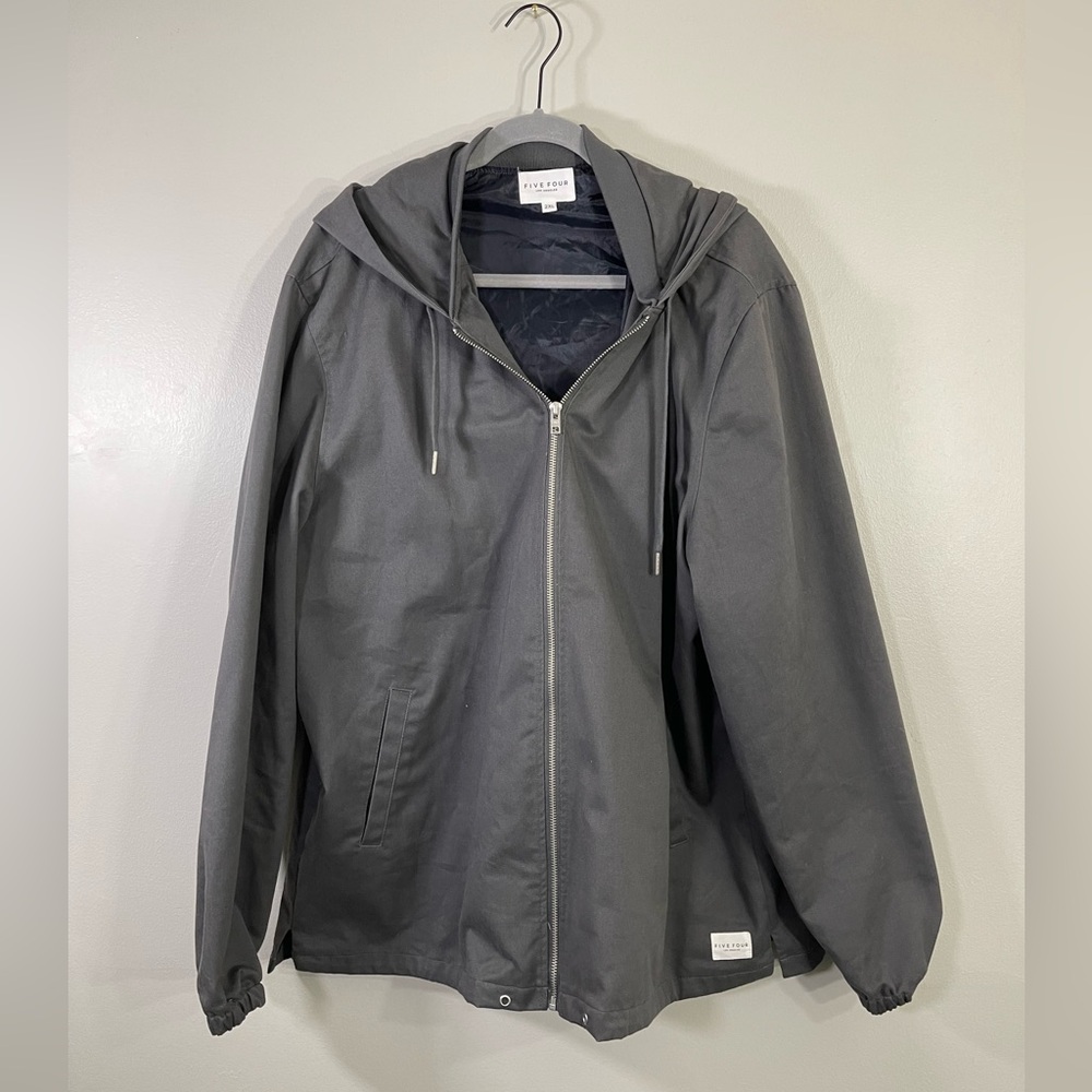 Five Four LA Mens cantan Hoodied Windbreaker Jacket Gray Size XXL